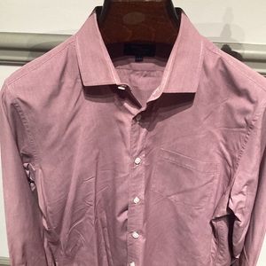 J Crew Thompson large 16/16 1/2 80s two ply cotton burgundy/white dress shirt.